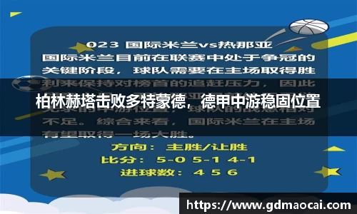 柏林赫塔击败多特蒙德，德甲中游稳固位置